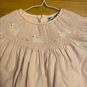 Pink Smocked Dress with dog smocking